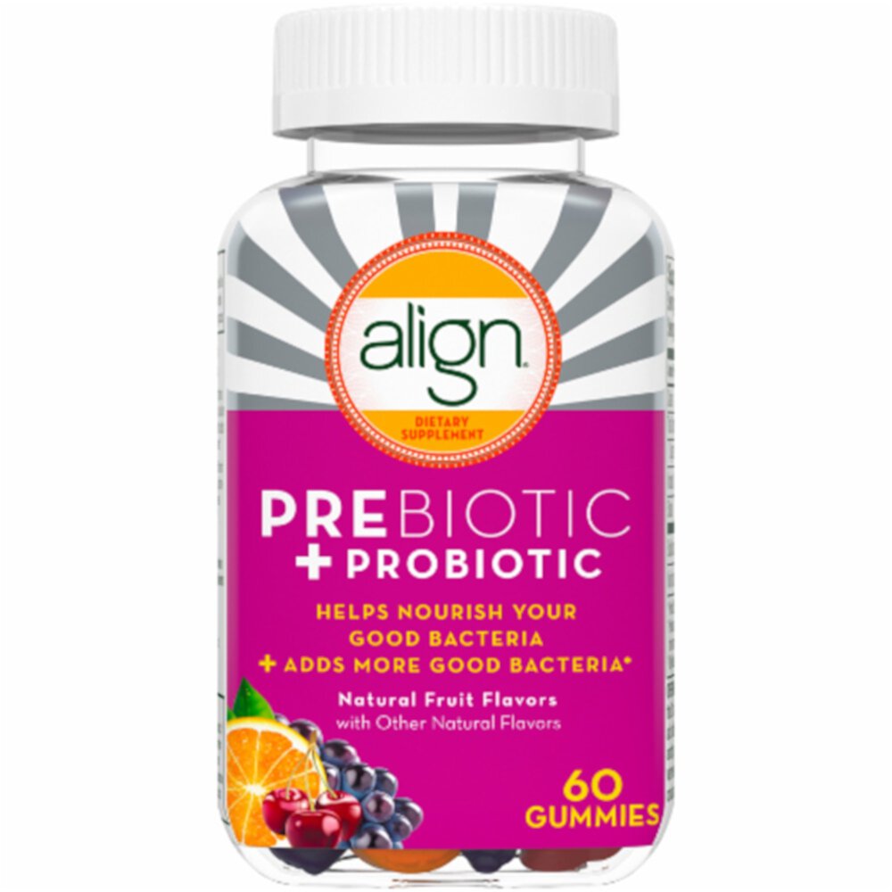 Align DualBiotic Пребиотик + пробиотик Натуральные фрукты — 60 жевательных конфет Align