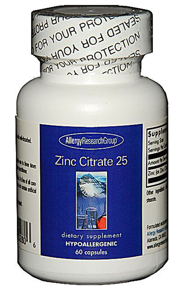 Zinc Citrate -- 25 mg - 60 Capsules (Капсулы) Allergy Research Group