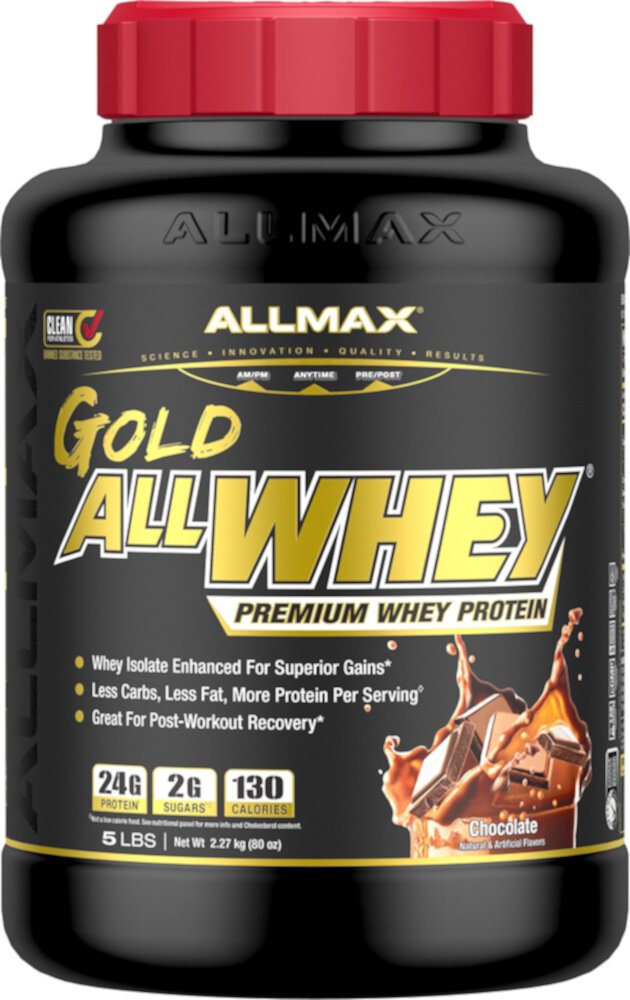 ALLWHEY Gold Premium Isolate-Whey Protein Blend Chocolate -- 5 lbs ALLMAX