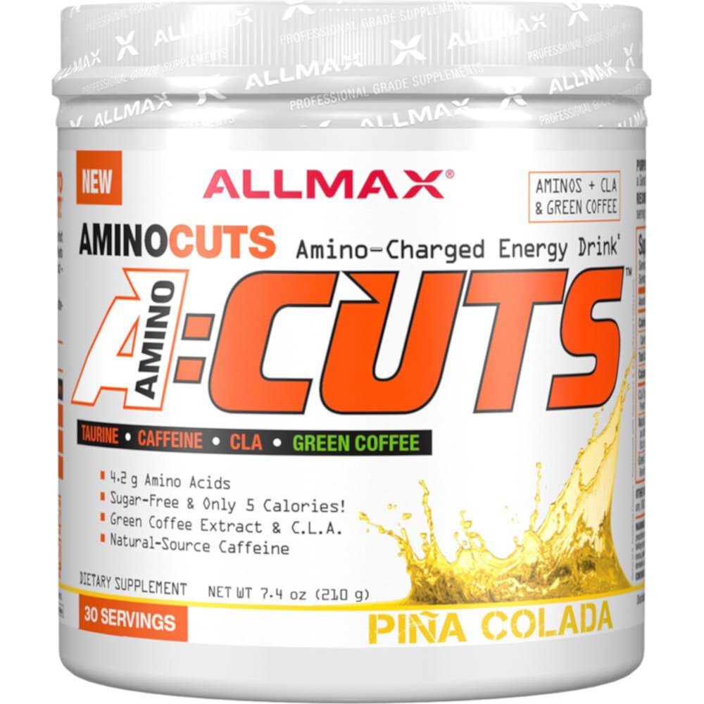 ALLMAX Nutrition A-Cuts™ Энергетический напиток с аминокислотами Пина Колада — 30 порций ALLMAX