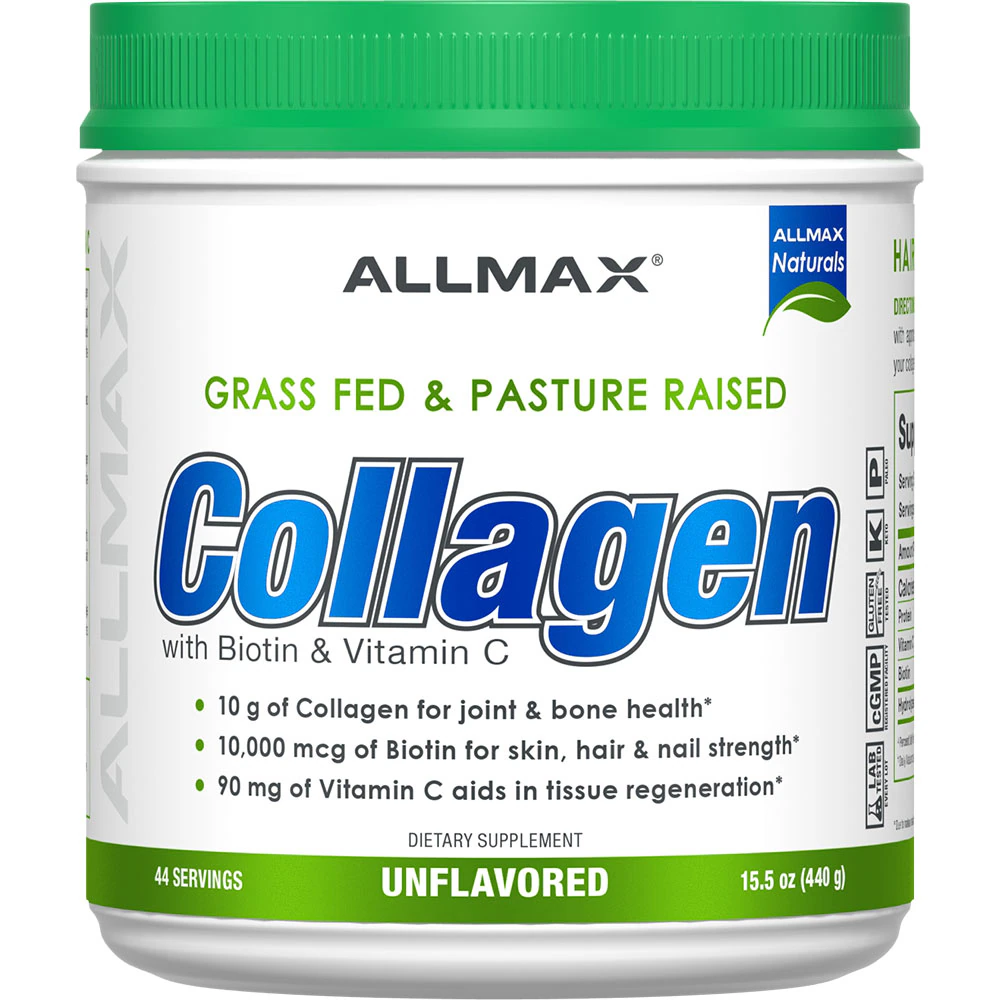 Collagen Grass Fed & Pasture Raised with Biotin + Vitamin C -- 15.5 oz (Унции) ALLMAX