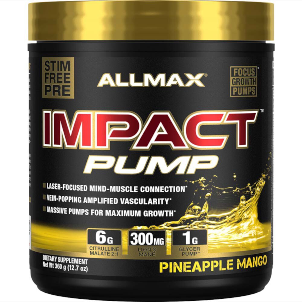 ALLMAX Nutrition Impact™Pump Предтренировочный комплекс с ананасом и манго — 30 порций ALLMAX