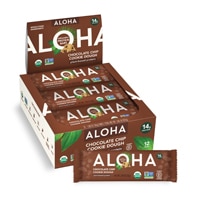 Органические протеиновые батончики на растительной основе Aloha, тесто для печенья с шоколадной крошкой — 1,48 фунта каждый / упаковка из 12 шт. Aloha