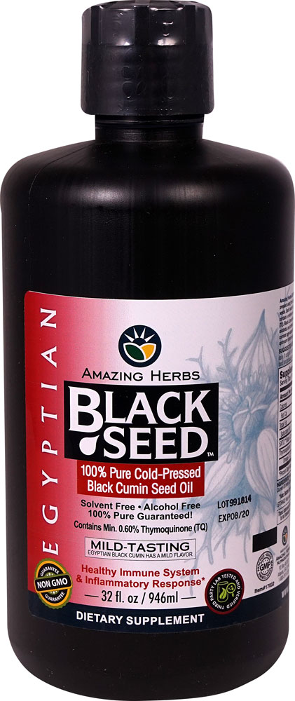 Чистое масло семян черного тмина холодного отжима Egypt Black Seed™, 32 жидких унции Amazing Herbs