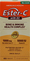 American Health Ester-C® с комплексом D3 для здоровья костей и иммунитета -- 60 таблеток American Health