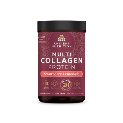 Multi Collagen Protein Strawberry Lemonade -- 9.65 oz (Унции) Ancient Nutrition