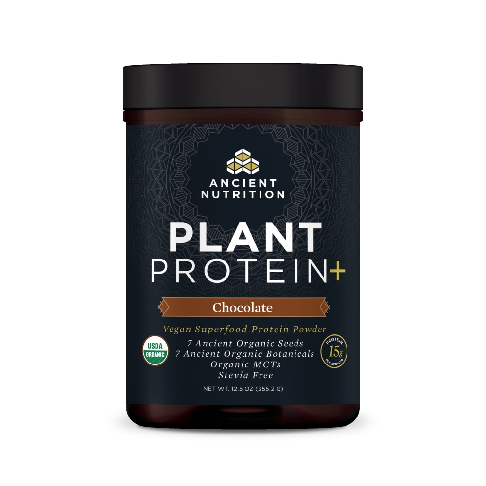 Plant Protein+ Chocolate -- 12.5 oz (Унции) Ancient Nutrition