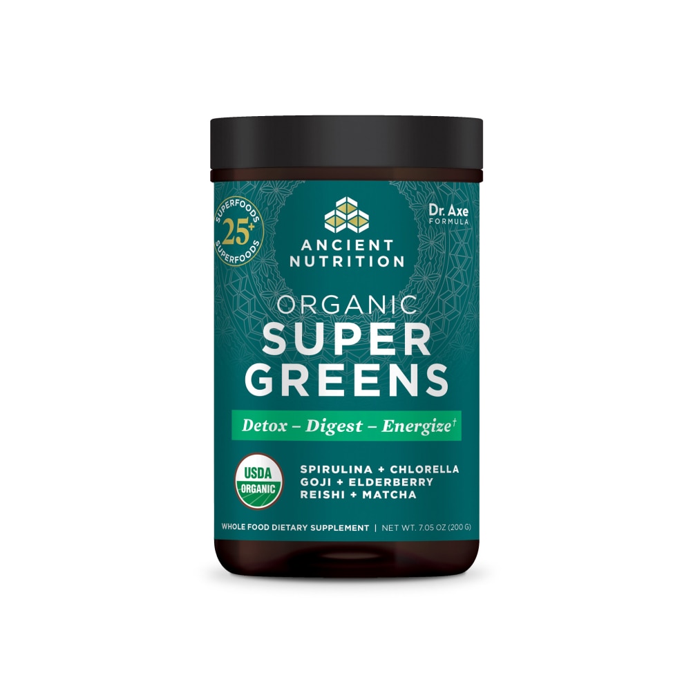 Organic SuperGreens Powder (Порошок) -- 7.05 oz (Унции) Ancient Nutrition