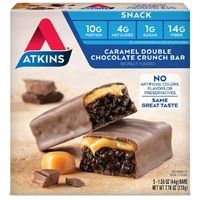 Закусочная Atkins Caramel Double Chocolate Crunch — 1,55 унции каждая / упаковка из 5 шт. Atkins