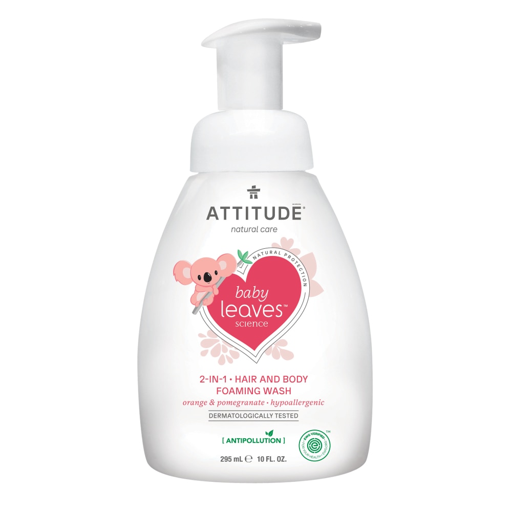 Attitude Baby Leaves™ 2-в-1 пенка для мытья волос и тела с апельсином и гранатом -- 16 жидких унций ATTITUDE