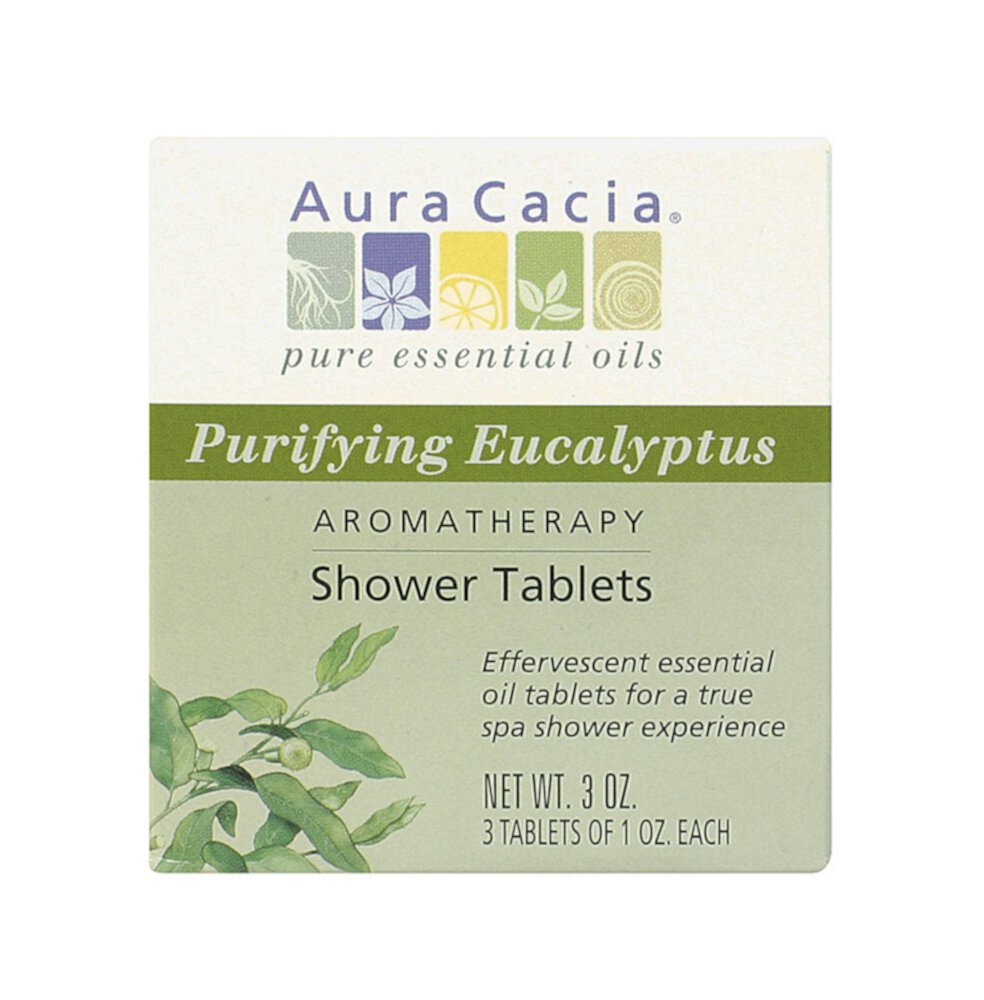 Ароматерапевтические таблетки для душа Aura Cacia с очищающим эвкалиптом -- 3 таблетки Aura Cacia