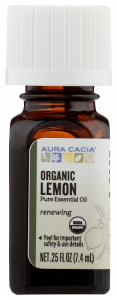 Органическое чистое эфирное масло лимона Aura Cacia -- 0,25 жидких унций Aura Cacia