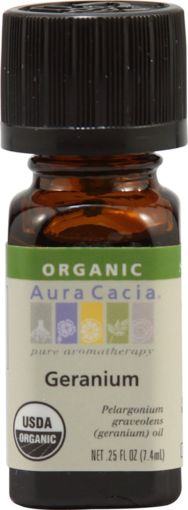 Органическое чистое масло для ароматерапии Aura Cacia с геранью -- 0,25 жидких унций Aura Cacia