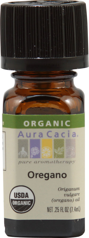 Органическое чистое масло для ароматерапии Aura Cacia с орегано -- 0,25 жидких унций Aura Cacia