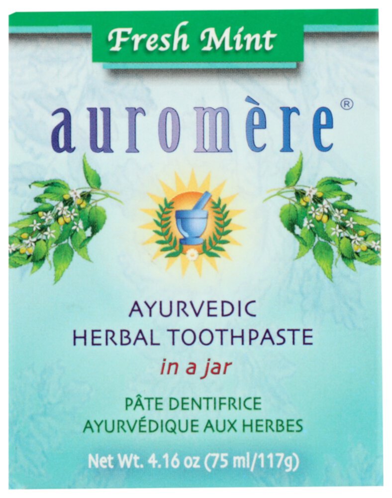 Травяная зубная паста Auromere Ayurvedic в баночке со свежей мятой — 4,16 унции Auromere