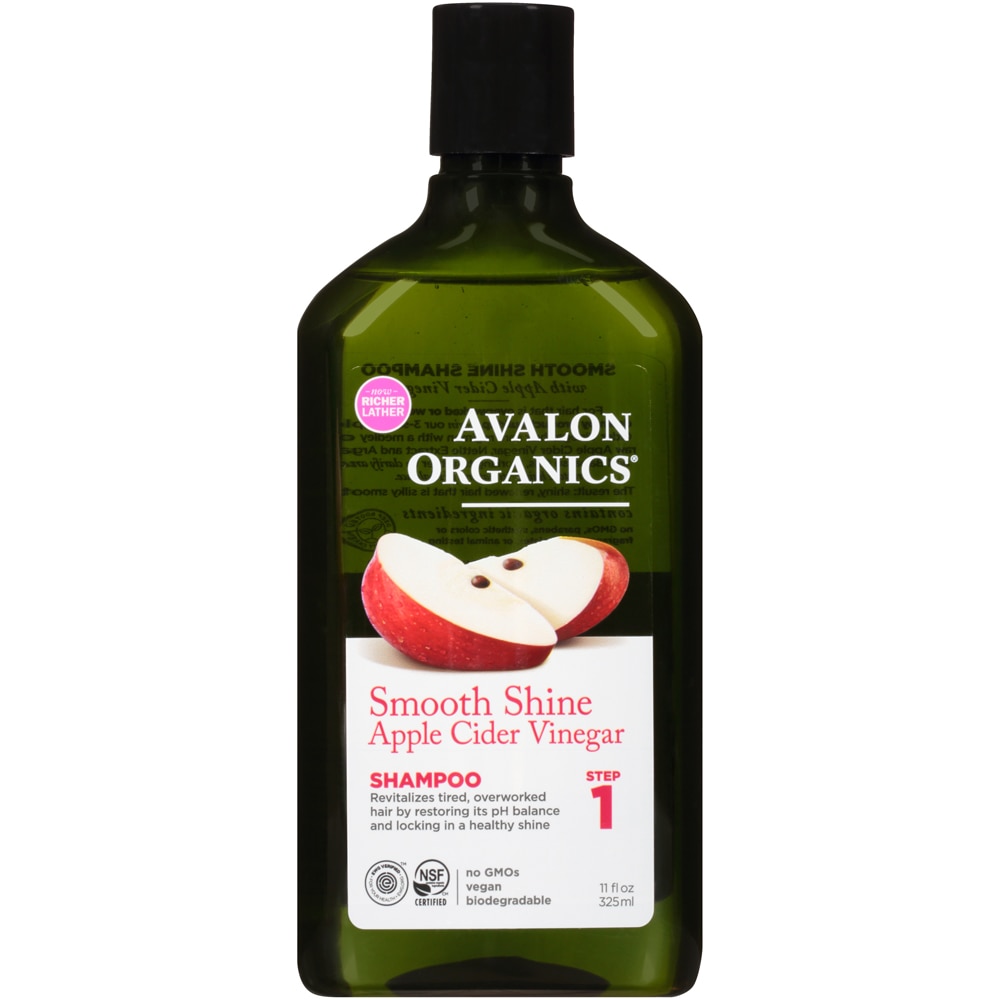 Шампунь Avalon Organics Smooth Shine с яблочным уксусом -- 11 жидких унций Avalon Organics