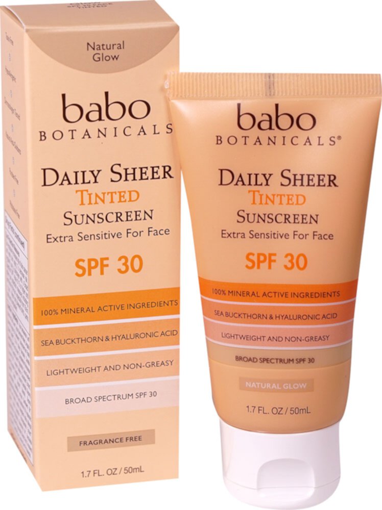 Babo Botanicals Daily Sheer Tinted Sunscreen Extra Sensitive для лица SPF 30 -- 1,7 жидких унций Babo Botanicals