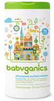 Универсальные чистящие средства для детей Babyganics All Purpose Surface Wipes Fragrance Free -- 75 салфеток Babyganics