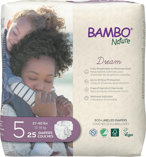 Подгузники Dream - 25 штук, размер 5, до 18 кг, экопродукты Bambo Nature