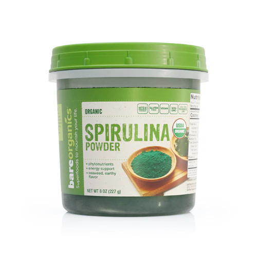 Organic Spirulina Powder (Порошок) -- 8 oz (Унции) BareOrganics