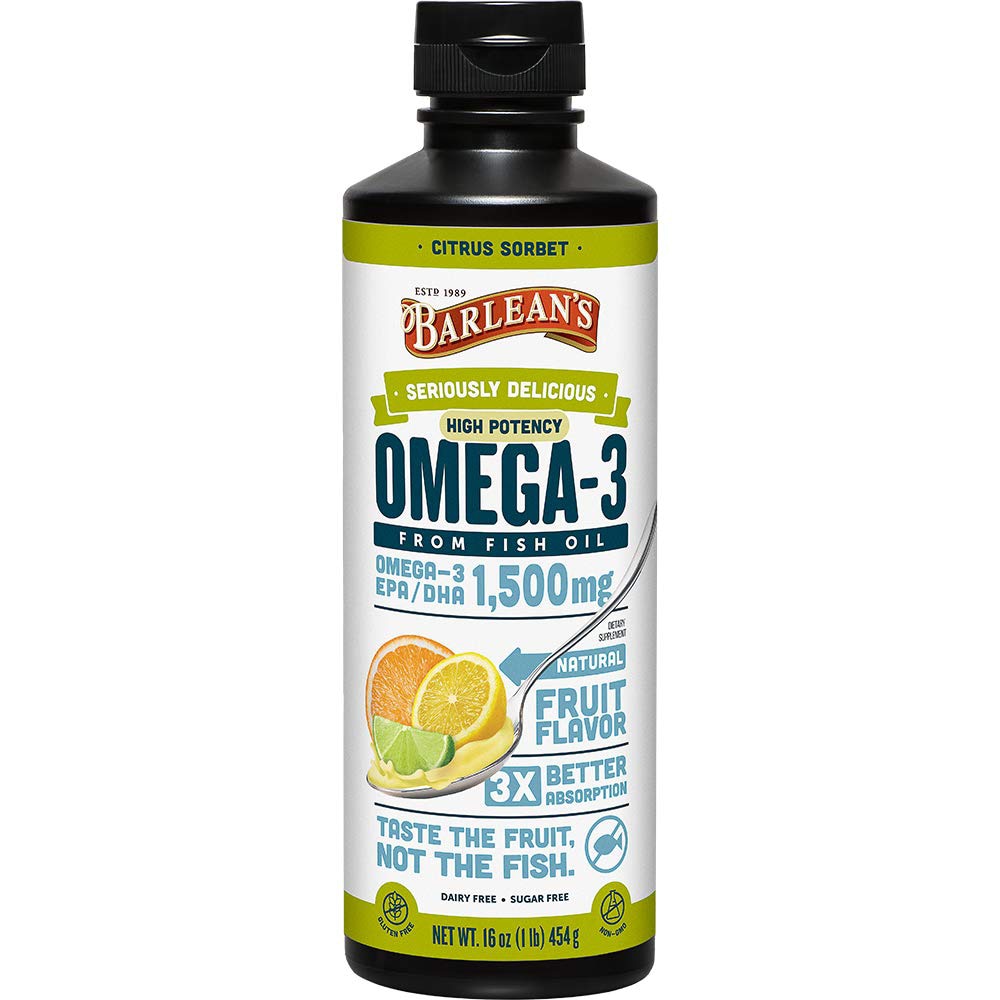 Omega-3 High Potency Fish Oil Citrus Sorbet -- 16 fl oz (Жидкие унции) Barlean's