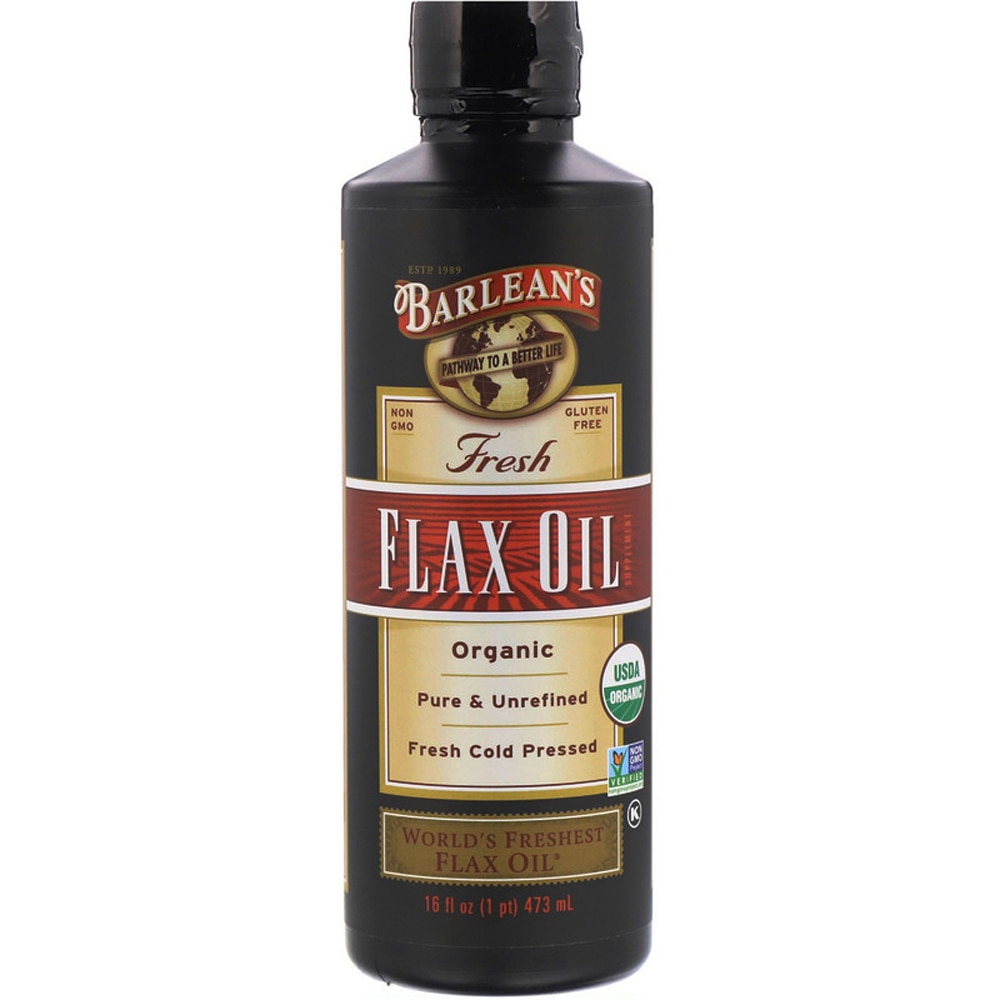 Organic Fresh Flax Oil -- 16 fl oz (Жидкие унции) Barlean's