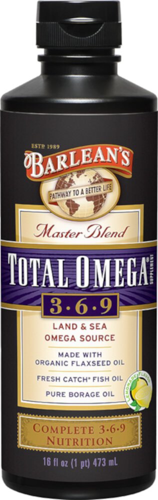 Barlean's Organic Total Omega 3 6 9 Лимонад — 16 жидких унций Barlean's