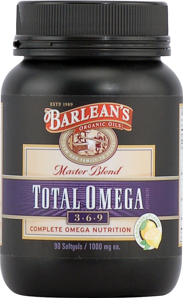 Organic Total Omega Lemon -- 90 Softgels (Мягкие капсулы) Barlean's