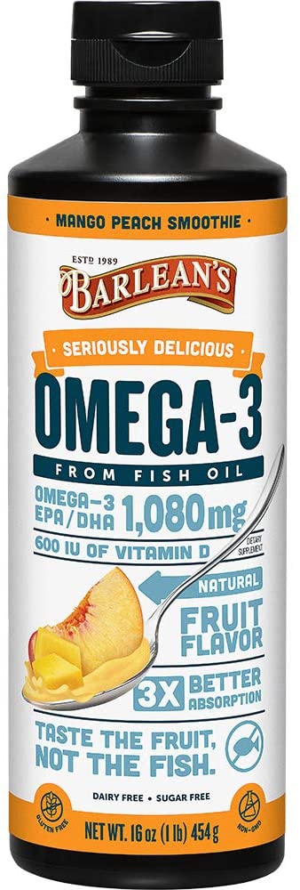 Omega-3 Рыбий жир смузи Манго-Персик - 1080 мг EPA/DHA - 236 мл - Barlean's Barlean's