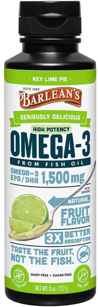 Omega-3 Высокой Концентрации, Вкус Лаймового Пирога - 1500 мг EPA/DHA - 236 мл - Barlean's Barlean's