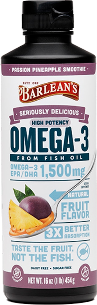 Сверхэффективный рыбий жир Barlean's Omega Swirl Passion Pineapple — 1500 мг — 16 жидких унций Barlean's
