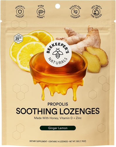 B Soothed Lozenges (Пастилки) Ginger Lemon -- 1.76 oz (Унции) Beekeeper's Naturals