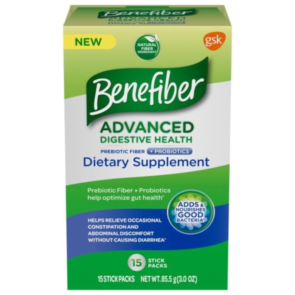 Пребиотическая клетчатка Advanced Digestive Health + пробиотики — 15 пакетиков в стиках Benefiber