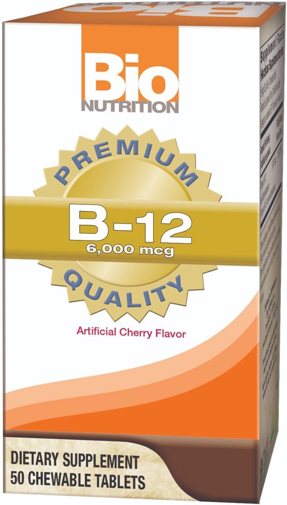 Bio Nutrition B-12 Cherry -- 6000 мкг -- 50 жевательных таблеток Bio Nutrition