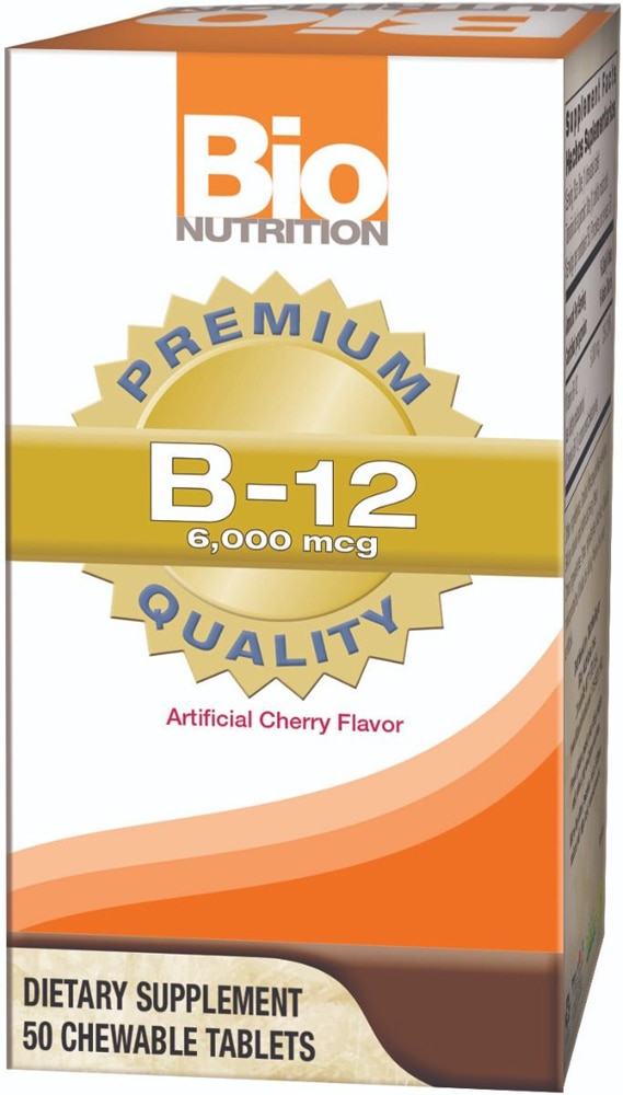 B-12 Cherry -- 6000 mcg - 50 Chewable Tablets (Жевательные таблетки) Bio Nutrition