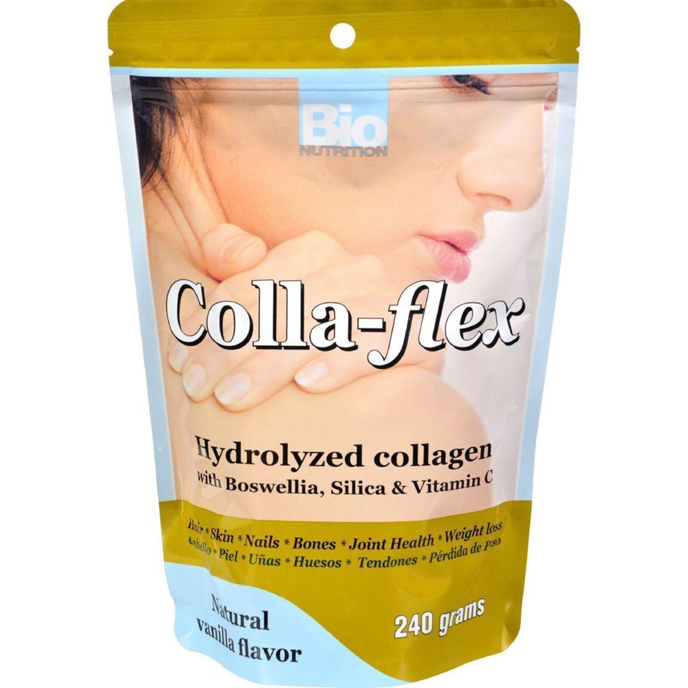 Colla-Flex Hydrolyzed Collagen Natural Vanilla -- 240 g Bio Nutrition