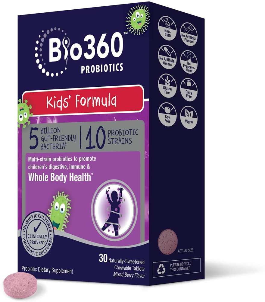Bio360 Kids Formula Смесь пробиотиков с ягодами — 30 жевательных таблеток Bio360