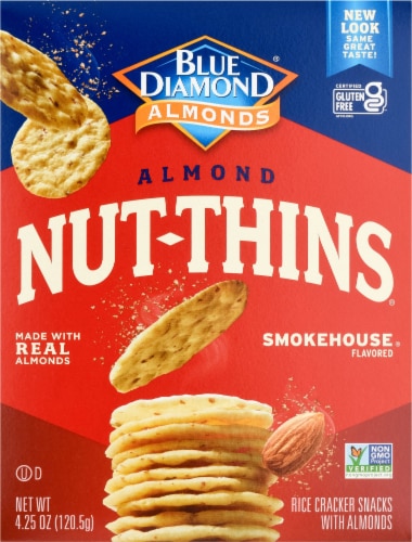 Крекеры из миндаля и риса Nut-Thins® Smokehouse®, безглютеновые, 120 г, 130 калорий на порцию Blue Diamond