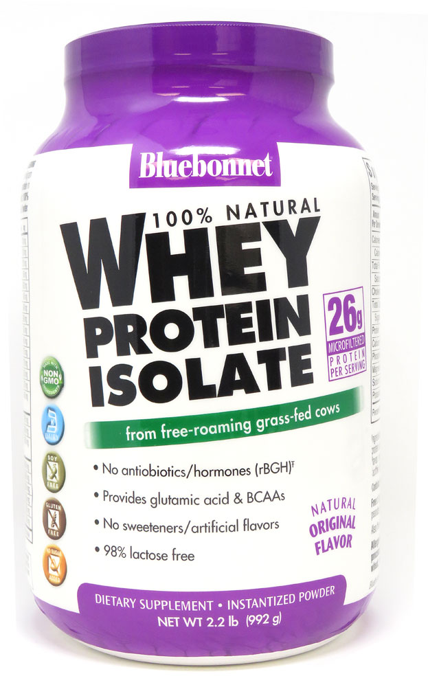 100% Natural Whey Protein Isolate Natural Original -- 2.2 lbs Bluebonnet Nutrition