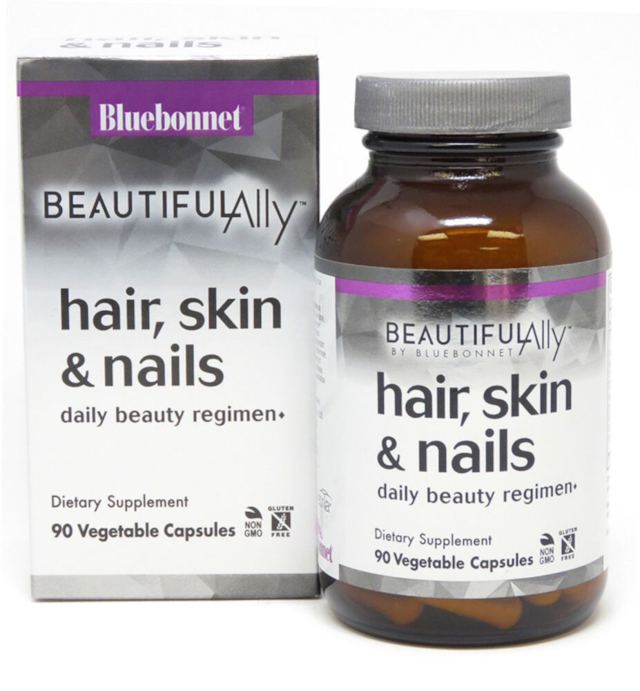 Beautiful Ally™ Hair Skin & Nails — 90 растительных капсул Bluebonnet Nutrition