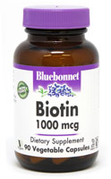 Biotin -- 1000 mcg - 90 Vegetable Capsules (Растительные капсулы) Bluebonnet Nutrition