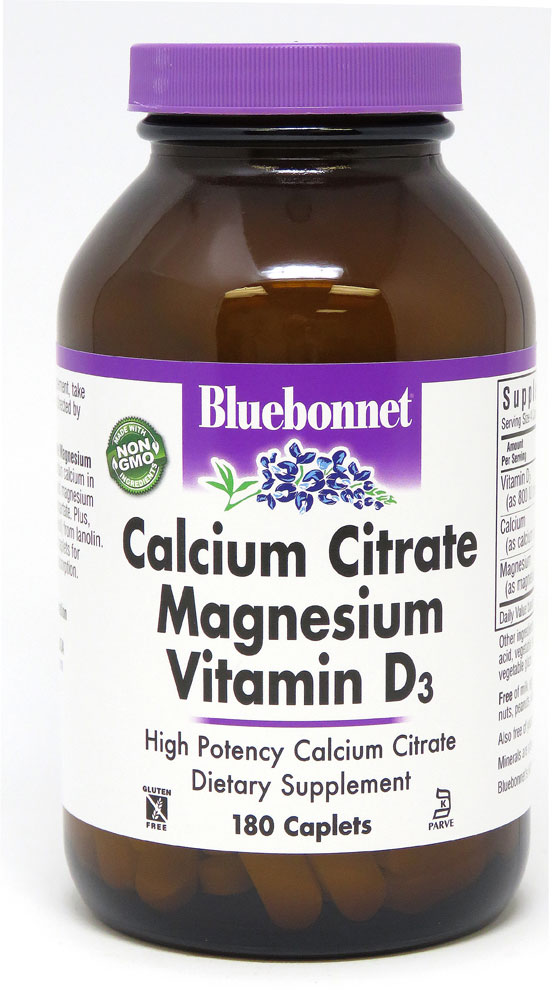 Calcium Citrate Magnesium Plus Vitamin D3 -- 180 Caplets Bluebonnet Nutrition