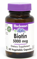 Биотин - 5000 мкг - 60 растительных капсул - Bluebonnet Nutrition Bluebonnet Nutrition