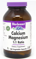 Calcium Magnesium 1:1 Ratio -- 180 Vegetable Capsules (Растительные капсулы) Bluebonnet Nutrition