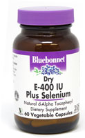 Dry E-400 IU Plus Selenium -- 60 Vegetable Capsules (Растительные капсулы) Bluebonnet Nutrition