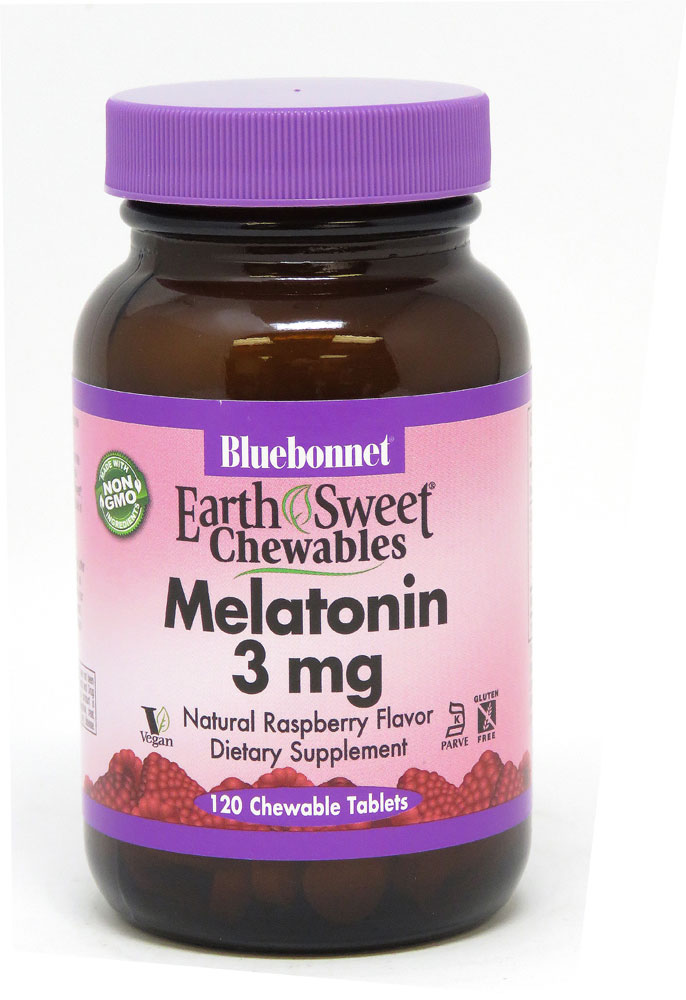 EarthSweet® Chewables (Жевательные таблетки) Melatonin Raspberry -- 3 mg - 120 Chewable Tablets (Жевательные таблетки) Bluebonnet Nutrition