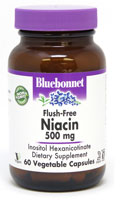 Bluebonnet Nutrition Ниацин без примывания - 500 мг - 60 вегетарианских капсул Bluebonnet Nutrition
