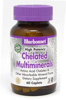 Высокоэффективные хелатные мультиминералы с железом — 60 капсул Bluebonnet Nutrition
