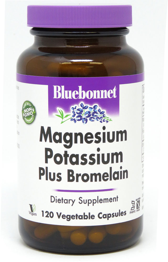 Bluebonnet Nutrition Магний, калий и бромелайн — 120 растительных капсул Bluebonnet Nutrition