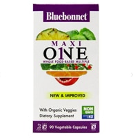 Bluebonnet Nutrition Maxi ONE® Мультивитамины на основе цельных продуктов -- 90 растительных капсул Bluebonnet Nutrition